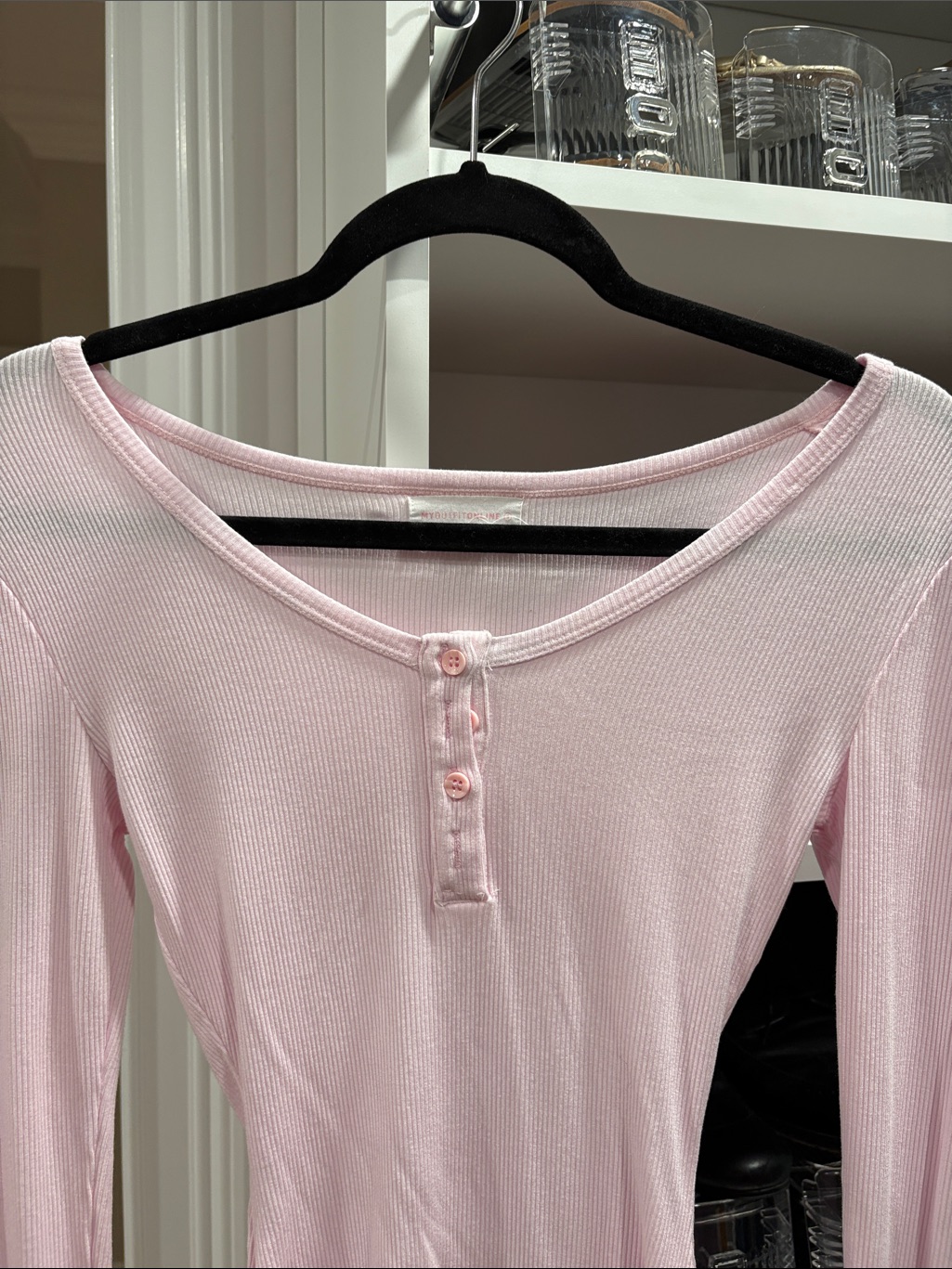 Like New Discontinued My Outfit Online Women's Long-Sleeve Pink Henley Jumpsuit — image 2 of 5
